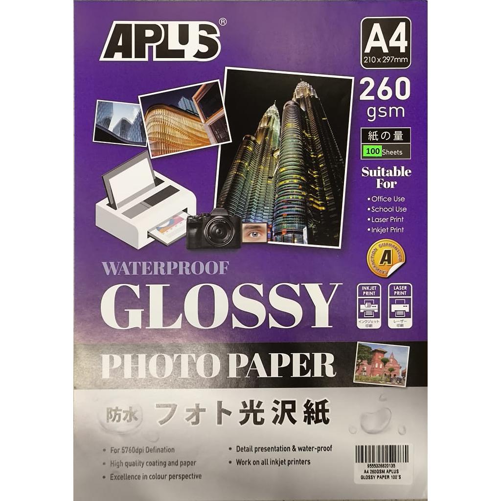 APLUS GP-4260 A4 260GSM GLOSSY PAPER 100'S