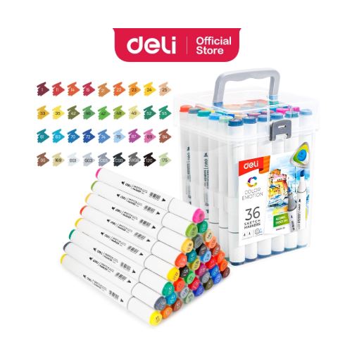 DELI E70803-36 SKETCH MARKER DUAL TIPS 36 COL