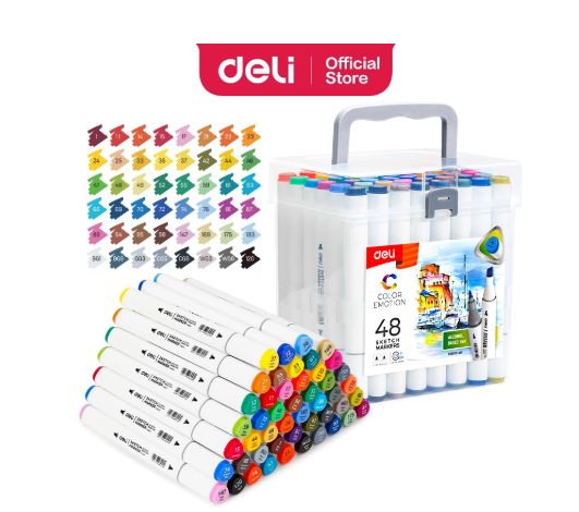 DELI E70803-48 SKETCH MARKER DUAL TIPS 48 COL